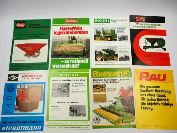 20x Original Prospekt Landtechnik 1970/80er Jahre Eberhardt Hassia Grammer Rau