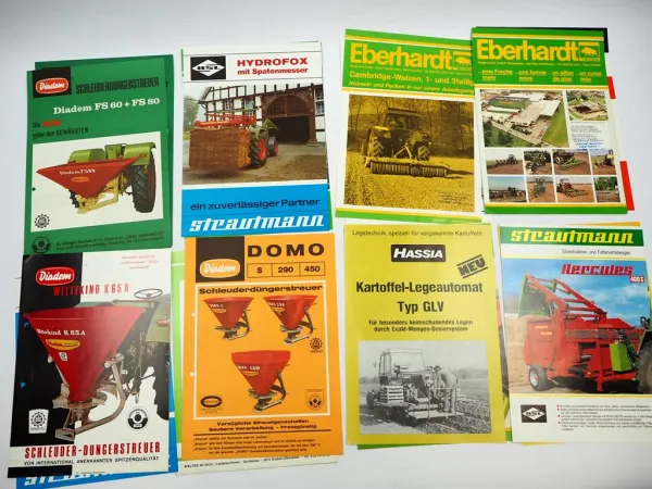 20x Original Prospekt Landtechnik 1970/80er Jahre Eberhardt Hassia Grammer Rau