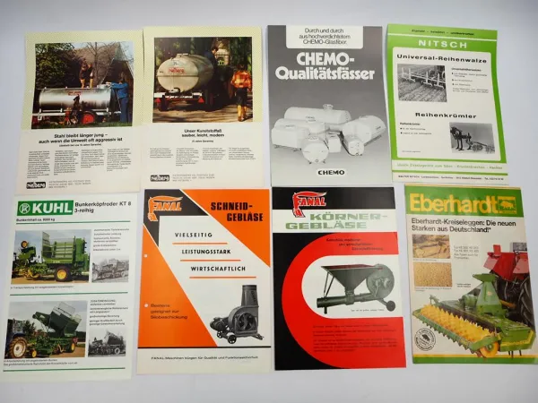 20x Original Prospekt Landtechnik 1970/80er Jahre Fendt Eberhardt Kuhl Amazone