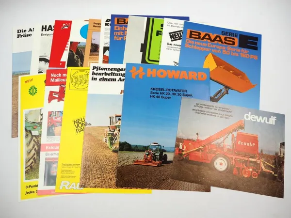20x Original Prospekt Landtechnik 1970/80er Jahre z.B. Baas Eisele Howard