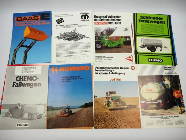 20x Original Prospekt Landtechnik 1970/80er Jahre z.B. Baas Eisele Howard