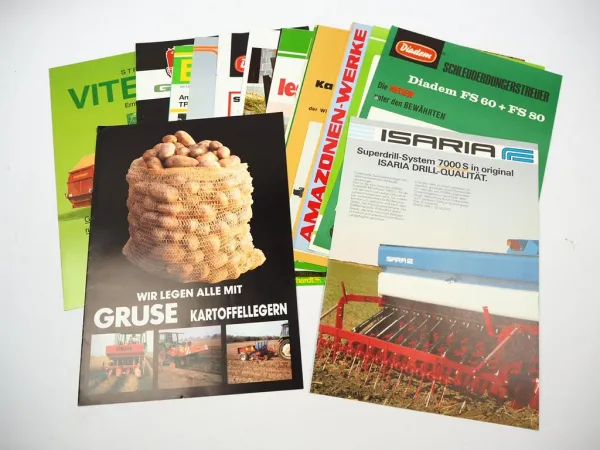 20x Original Prospekt Landtechnik 1970/80er Jahre z.B. Gruse Isaria Diadem Kuhl