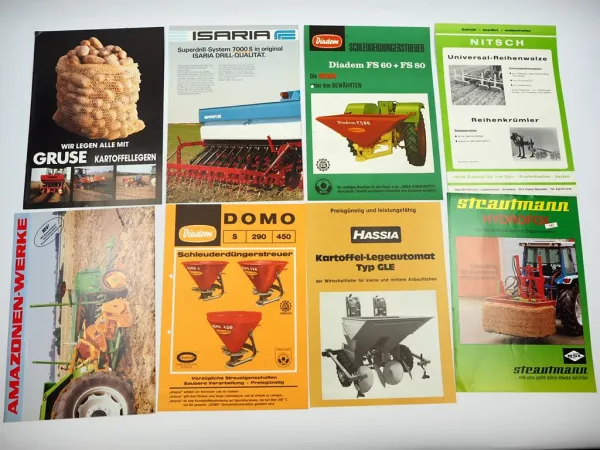 20x Original Prospekt Landtechnik 1970/80er Jahre z.B. Gruse Isaria Diadem Kuhl