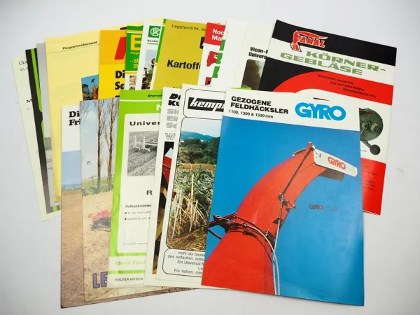 20x Original Prospekt Landtechnik 1970/80er Jahre z.B. Gyro Vicon Rau Kemper