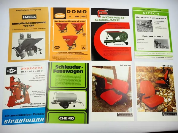 20x Original Prospekt Landtechnik 1970/80er Jahre z.B. Hassia Müller Schmotzer