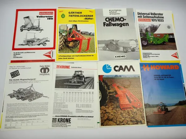 20x Original Prospekt Landtechnik 1970/80er Jahre z.B. Howard CAM Frost
