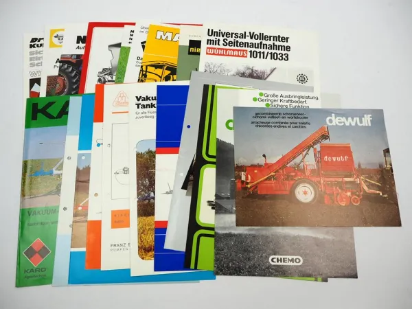 20x Original Prospekt Landtechnik 1970/80er Jahre z.B. Karo Taarup Kleine