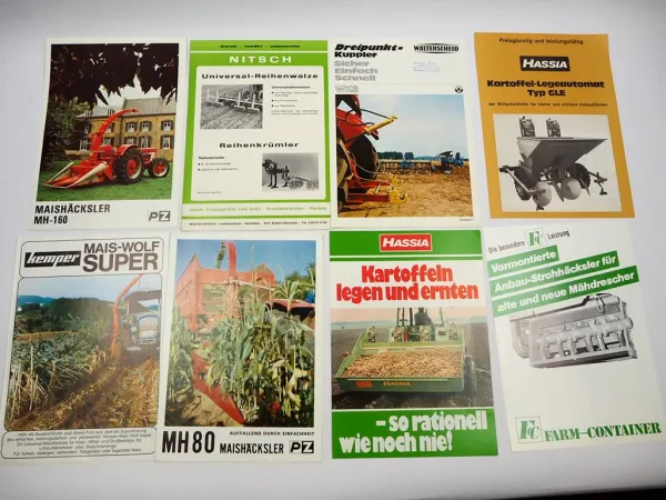 20x Original Prospekt Landtechnik 1970/80er Jahre z.B. Kemper Hassia Rau PZ