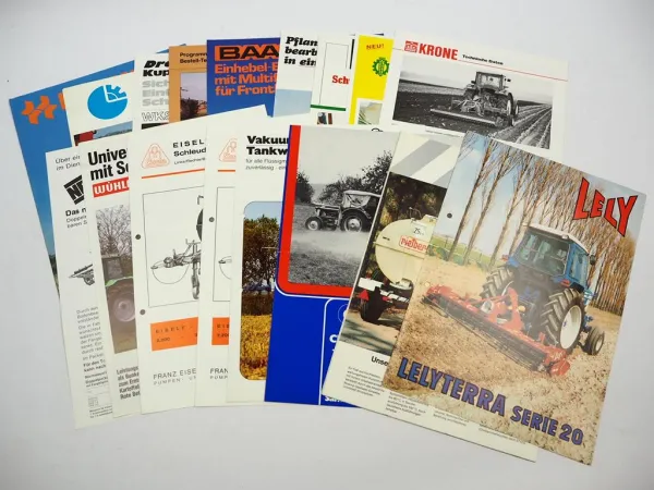 20x Original Prospekt Landtechnik 1970/80er Jahre z.B. Lely Howard Krone