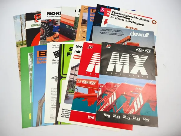 20x Original Prospekt Landtechnik 1970/80er Jahre z.B. Mailleux Infoagrar Baas