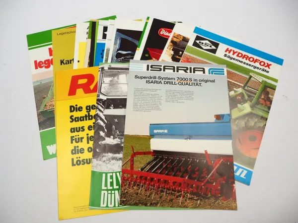 20x Original Prospekt Landtechnik 1970/80er Jahre z.B. Rau Gramme Isaria Lely