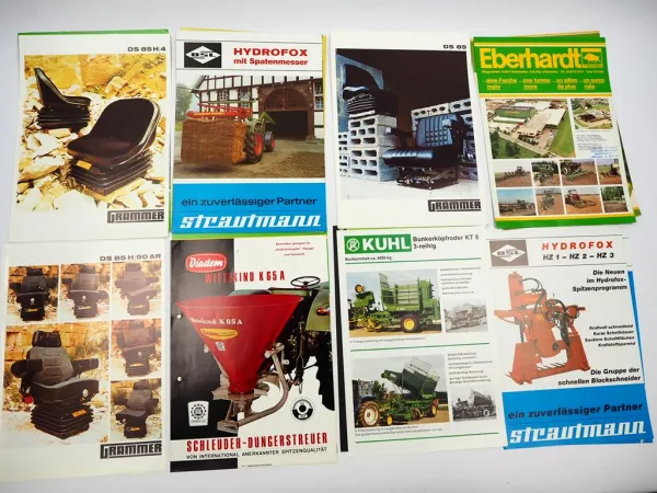 20x Original Prospekt Landtechnik 1970/80er Jahre z.B. Rau Gramme Isaria Lely