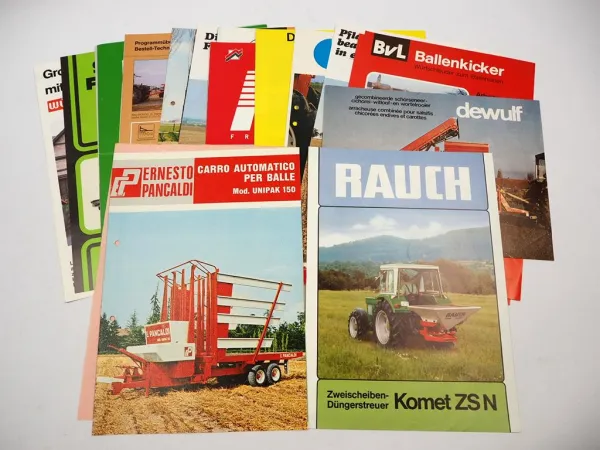 20x Original Prospekt Landtechnik 1970/80er Jahre z.B. Rauch BvL Pancaldi