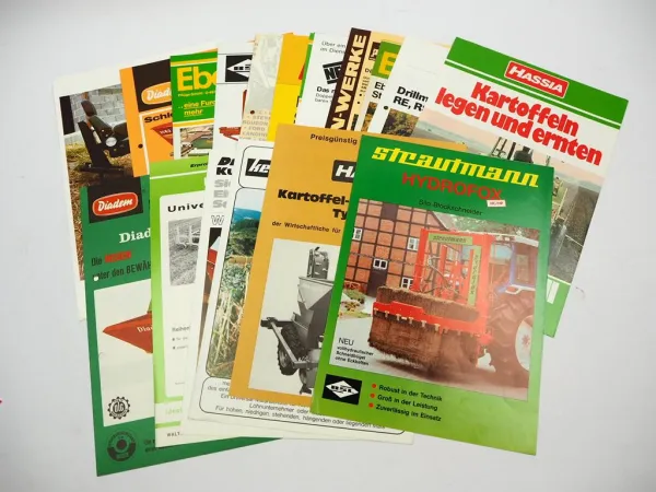 20x Original Prospekt Landtechnik 1970/80er Jahre z.B. Strautmann Hassia Amazone