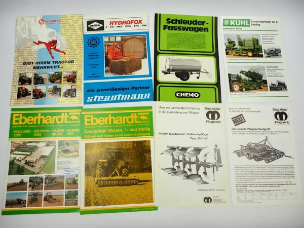 20x Original Prospekt Landtechnik 1970/80er Jahre z.B. Strautmann Kaweco Isaria
