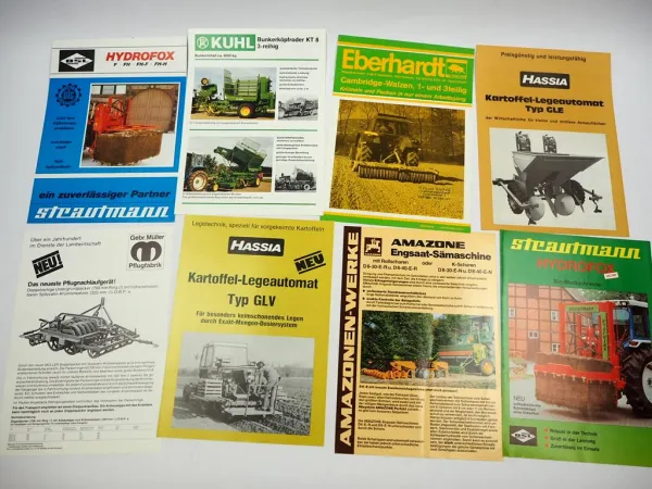 20x Original Prospekt Landtechnik 1970/80er Jahre z.B. Strautmann Kaweko Hassia