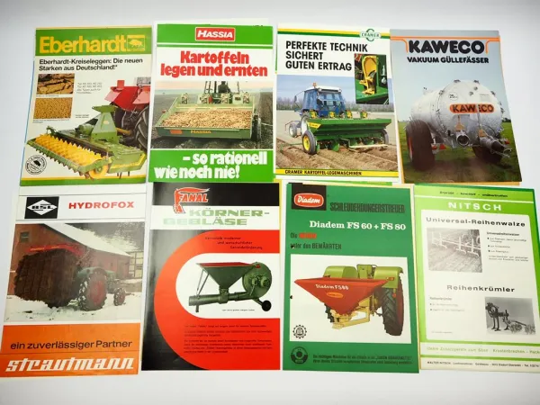 20x Original Prospekt Landtechnik 1970/80er Jahre z.B. Strautmann Kaweko Hassia