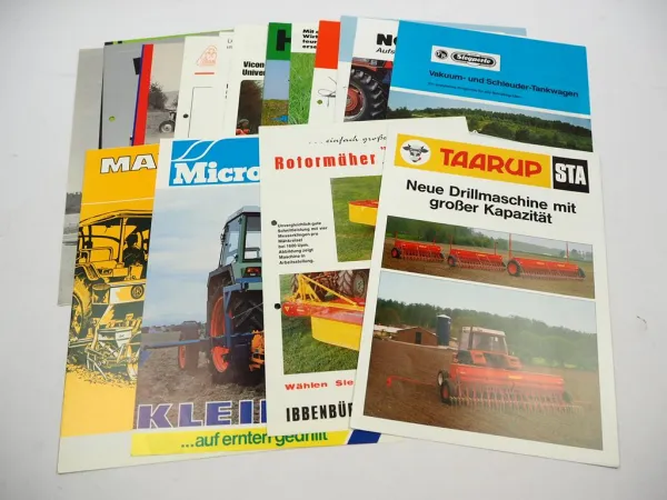 20x Original Prospekt Landtechnik 1970/80er Jahre z.B. Taarup Karo Vicon