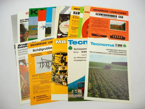 20x Original Prospekt Landtechnik 1970/80er Jahre z.B. Tecnoma Vicon Siegperle