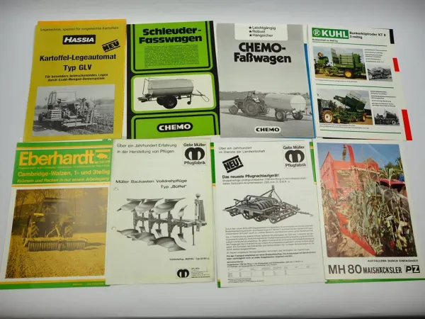 20x Original Prospekt Landtechnik 1970/80er Jahre z.B. Thyregod Rau Hassia PZ