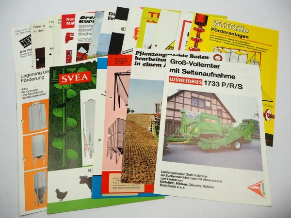 20x Original Prospekt Landtechnik 1970/80er Jahre z.B. Wühlmaus Lely Tornado
