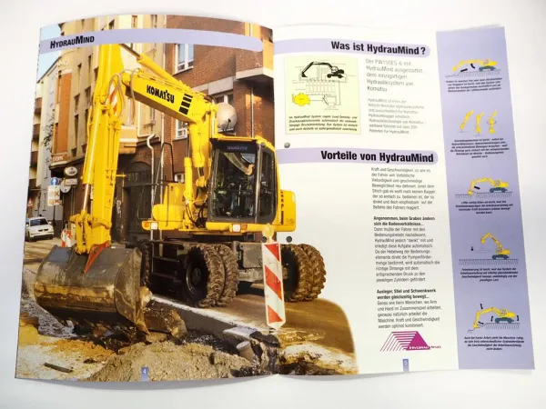 22x Prospekt Komatsu PW PC Mobilbagger Raupenbagger 1990/2000er Jahre