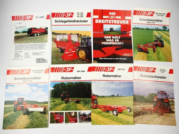 23x Original Prospekt in Mappe JF Landtechnik Mähwerke Häcksler 1990er J.
