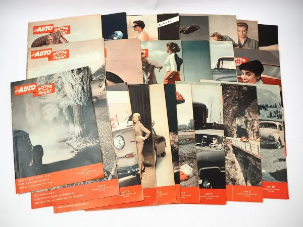 24x Zeitschrift Auto Motor und Sport Jahrgang 1955 für PKW und Motorrad