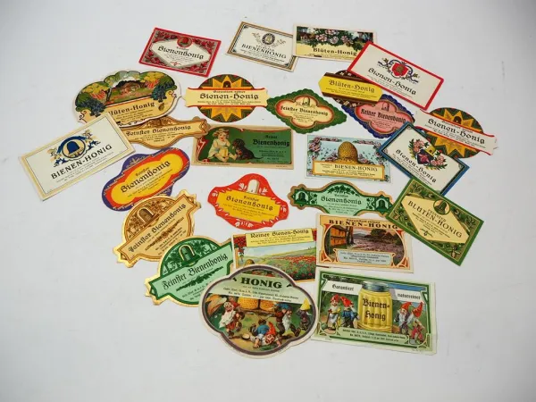 25 Etiketten Entwürfe Bienen Honig ca. 1910 Druckerei aus Hanau