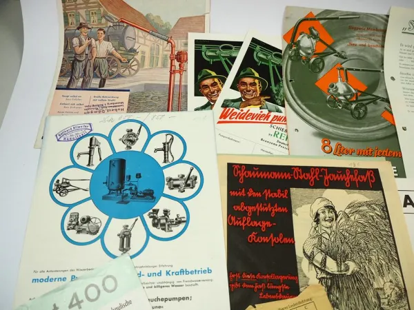 25x Prospekt Landtechnik meist Pumpen 1940/50er Jahre