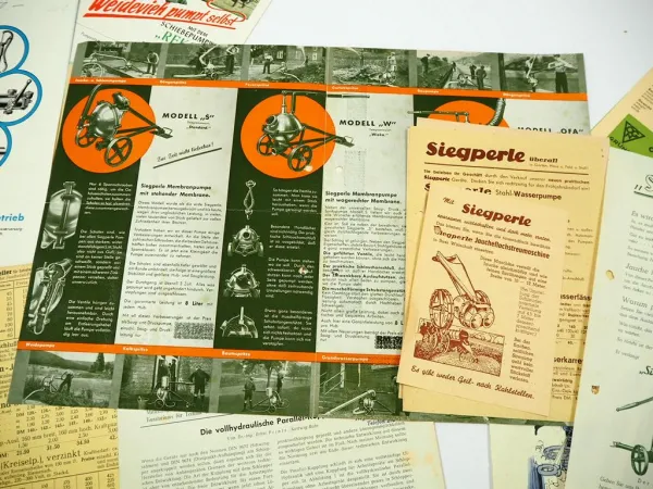 25x Prospekt Landtechnik meist Pumpen 1940/50er Jahre