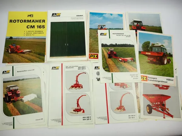 26x Original Prospekt PZ Zweegers Landtechnik Mäher Schwader Zetter 19/0/80er J.