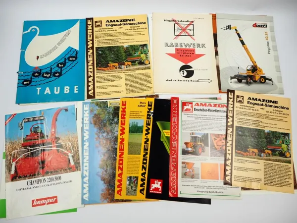 27x Orig. Prospekt Landtechnik Amazone Kemper Taarup Dieci 1970er bis 2000er J.