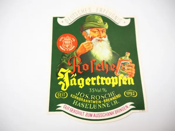 28x alte Etiketten Schnaps Sekt Wein Likör Weinbrand Korn mit Motiv Jagd Jäger