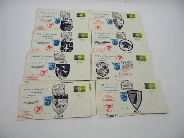 28x Briefe Briefmarken Großflugtag Leipheim 1973 Kampfgeschwader 44