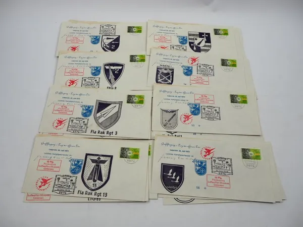 28x Briefe Briefmarken Großflugtag Leipheim 1973 Kampfgeschwader 44