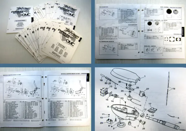 28x OMC Evinrude Johnson electrical, 2 - 250 ENGINE Parts Books 1996