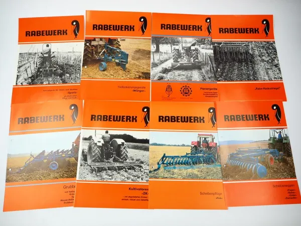 29x Original Prospekt Rabewerk Landtechnik Eggen Pflüge Grubber 1970er Jahre