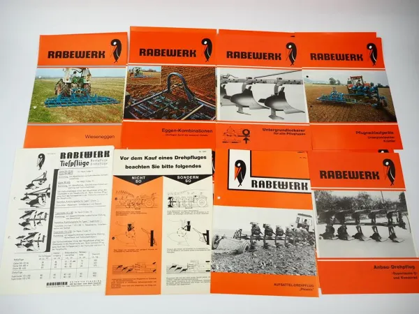 29x Original Prospekt Rabewerk Landtechnik Eggen Pflüge Grubber 1970er Jahre