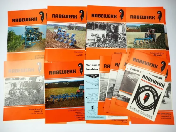 29x Original Prospekt Rabewerk Landtechnik Eggen Pflüge Grubber 1970er Jahre