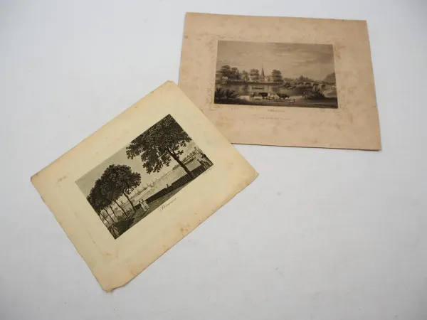 2x Alter Stich Bremen Hafen - Hamburg Eppendorf ca. 1850