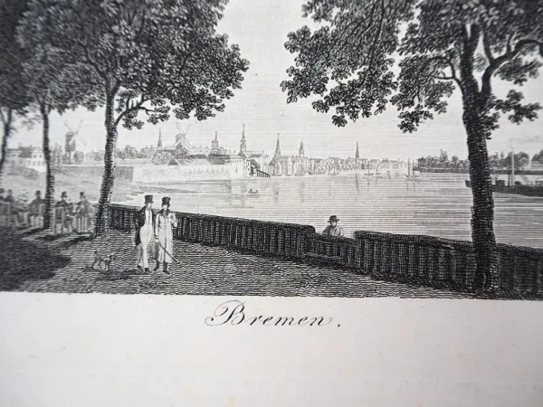 2x Alter Stich Bremen Hafen - Hamburg Eppendorf ca. 1850