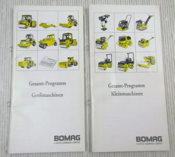2x Bomag Prospekt Gesamtprogramm Großmaschinen und Kleinmaschinen 1995/1996