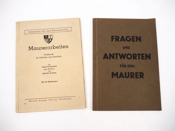 2x Lehrbuch Fachbuch Maurerarbeiten Maurerhandwerk Baugewerbeca. 1940er Jahre