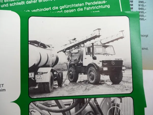 2x Orig. Prospekt Preisliste Schumacher Anbaugeräte für Unimog MBtrac 1970/80er