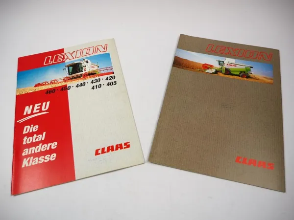 2x Original Prospekt Claas Lexion 405 - 460, 480 Mähdrescher ca. 1990er Jahre