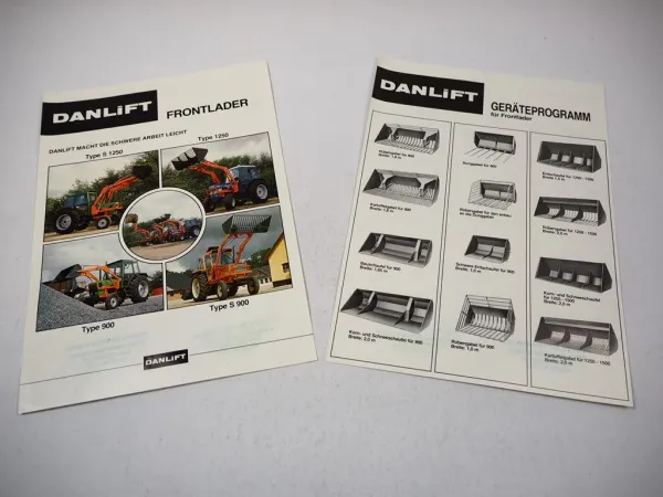 2x Original Prospekt Danlift Frontlader Gabeln am Fiat Ford Deutz Fendt Traktor