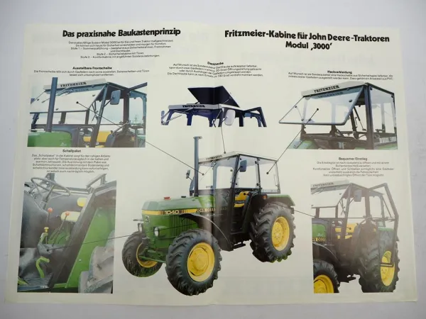 2x Original Prospekt Fritzmeier Kabine für John Deere 840 bis 2140 ca. 1983