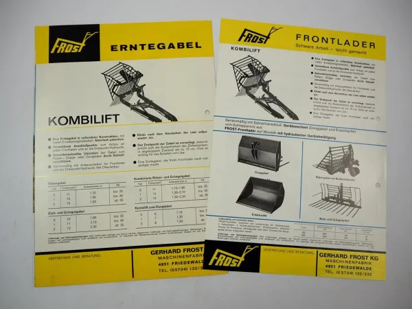 2x Original Prospekt Frost Frontlader für Fendt Farmer Favorit Schlepper 1972
