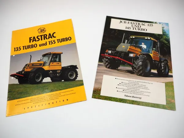 2x Original Prospekt JCB 125 135 145 155 Turbo Fastrac ca. 1990er Jahre